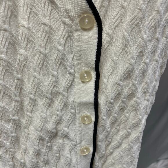 Emma & James V-neck Button‎ Front Cardigan Womens L cable knit White classic - Picture 9 of 12